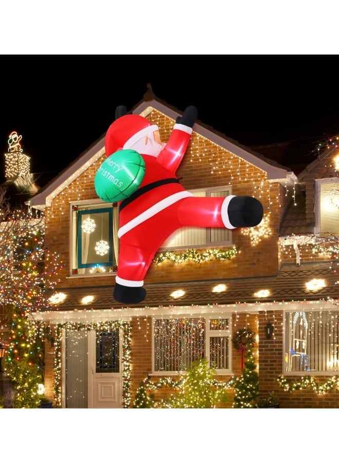 CCOVERY 6FT Hanging Christmas Inflatables Climbing Santa Claus Decorations Built-in LED Lights Blow up Christmas Ornaments Holiday Decor for Roof Outdoor Indoor Wall - Image 2