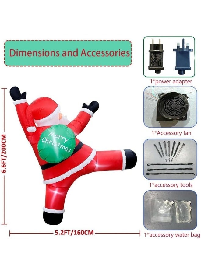 CCOVERY 6FT Hanging Christmas Inflatables Climbing Santa Claus Decorations Built-in LED Lights Blow up Christmas Ornaments Holiday Decor for Roof Outdoor Indoor Wall - Image 5
