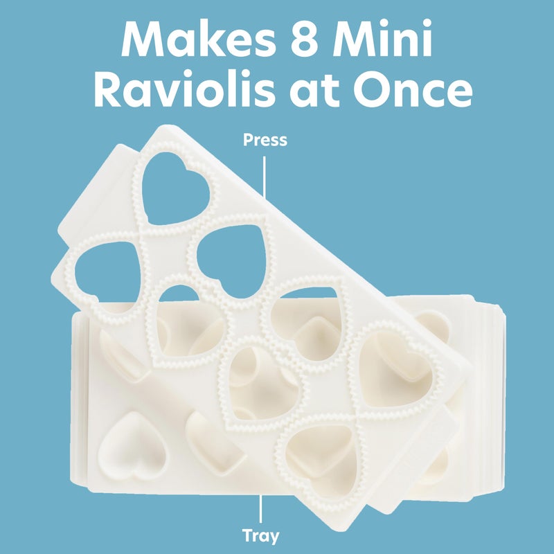 CucinaPro Mini 2" Heart Ravioli Molds for Valentine's Day- Homemade Filled Pasta Maker- 2 pc Tray & Press makes 8 Stuffed Raviolis, Easy to Use & Clean Set- Add Love to Italian Dinner Party, Gift, Galentine Fun - Image 2