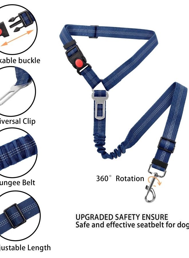 YAODHAOD YAOHDAO Dog Seat Belt Harness for Car, Restraint Adjustable with Elastic Bungee Buffer Headrest for Vehicle, 360 Degree Swivel Nylon Pet Safety Seat Belts Heavy Duty Car Harness for Dogs (Blue) - Image 3