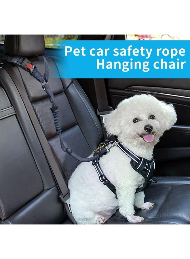 YAODHAOD YAOHDAO Dog Seat Belt Harness for Car, Restraint Adjustable with Elastic Bungee Buffer Headrest for Vehicle, 360 Degree Swivel Nylon Pet Safety Seat Belts Heavy Duty Car Harness for Dogs (Blue) - Image 2