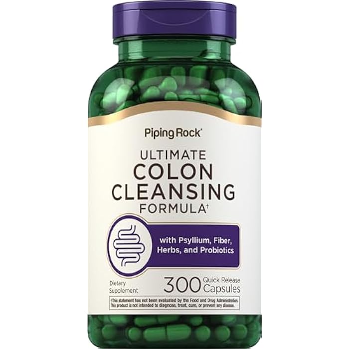Piping Rock Colon Cleanse Pills | 300 Quick Release Capsules | Herbal Detox Supplement | Super Formula for Men and Women | with Psyllium, Fiber, and Probiotics | Non-GMO, Gluten Free - Image 1