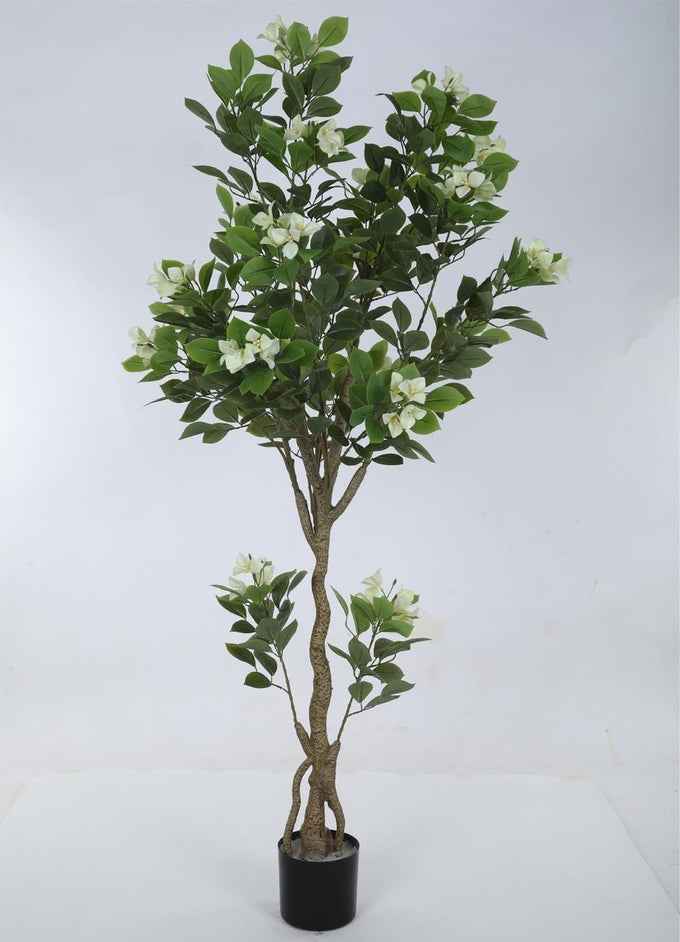ARTIFICIAL BOUGAINVILLEA FLOWERS PLANT FOR HOME DECOROFFICE DECORGIFTING NATURAL LOOKING INDOOR PLANT WITH POT WHITE