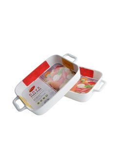 Dove 2-Piece Rectangular Porcelain Baking Dish With Handles 13.25 Inch 34.2x20.8x5.8CM White  - Image 3