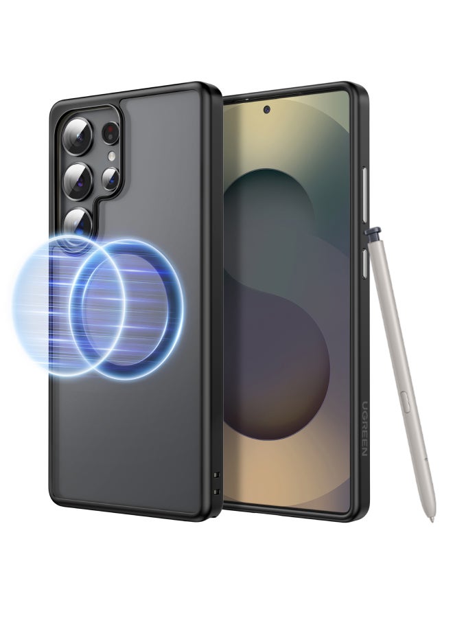 Ugreen Samsung Galaxy S25 Ultra Case Magnetic Cover, MagSafe Compatible, No Yellowing with iCrystal Tech, Mil-Grade Protection, S-Pen Supported Black Frame And Matte Back Slim 6.9-Inch, - Image 1