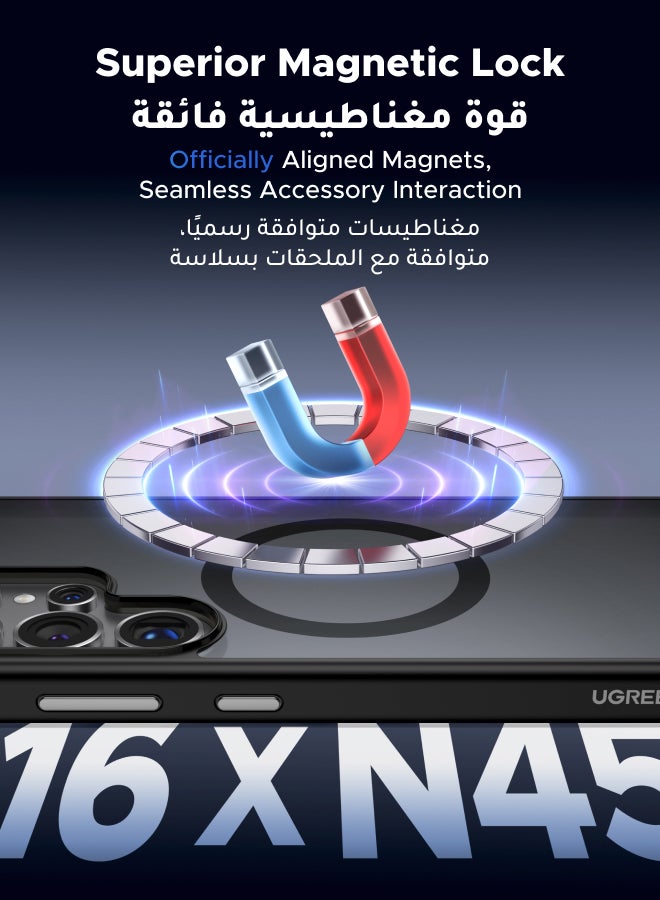 Ugreen Samsung Galaxy S25 Ultra Case Magnetic Cover, MagSafe Compatible, No Yellowing with iCrystal Tech, Mil-Grade Protection, S-Pen Supported Black Frame And Matte Back Slim 6.9-Inch, - Image 2