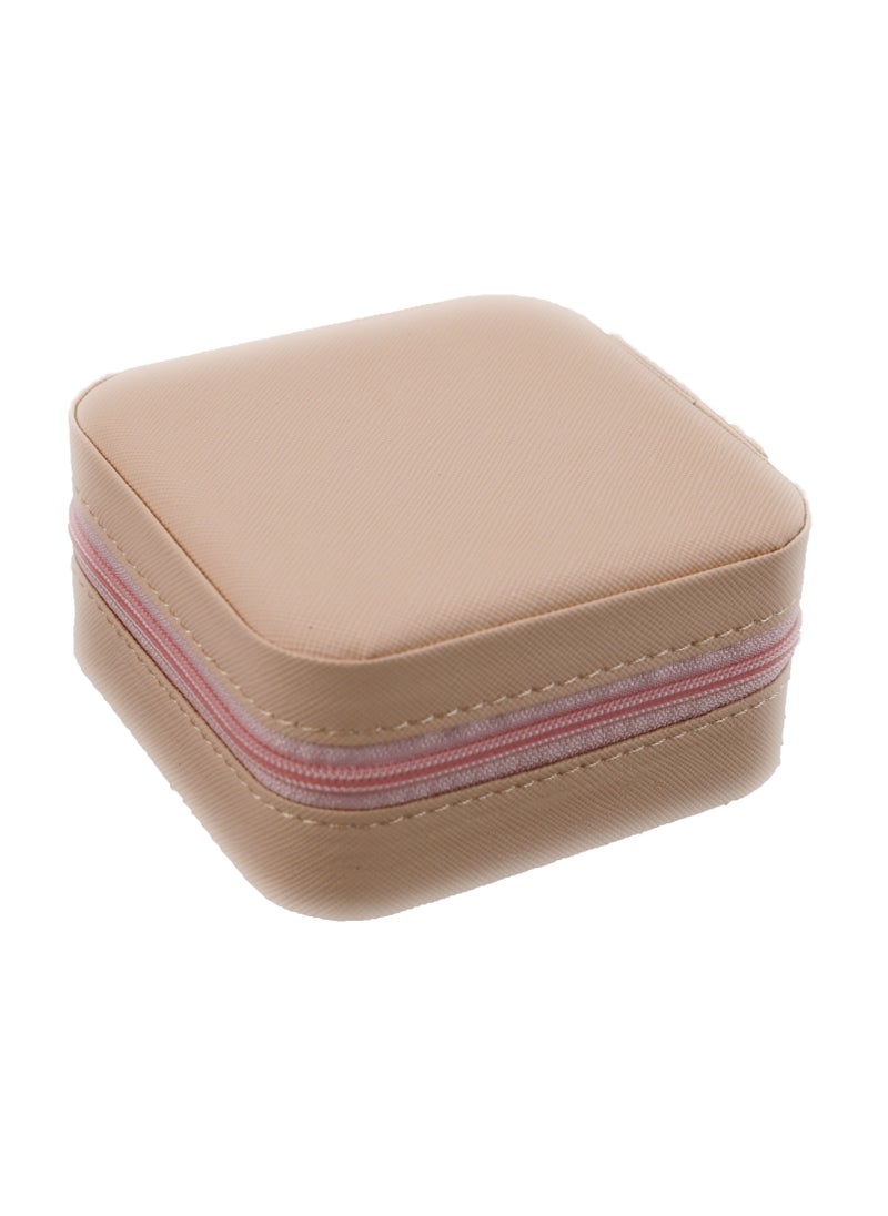 Generic - Travel Jewellery Box Double Layer Portable Jewellery Box For Necklace Earring Rings Small Jewellery Box For Women Jewellery Holder Case Mini Jewellery Box Leather Ring Organizer Case Storage - Pink - Image 1