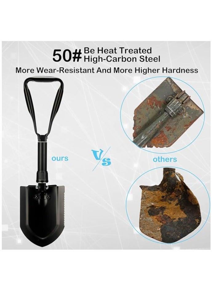 Shovel 23 IN,Camping Shovel,50# High-Carbon Steel Entrenching Tool, Military Folding Survival Shovel, Portable Shovel For Garden, Hunting, Hiking, Fishing, Car Emergency, Gifts For Men - Image 2
