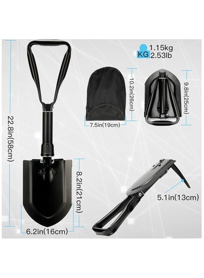Shovel 23 IN,Camping Shovel,50# High-Carbon Steel Entrenching Tool, Military Folding Survival Shovel, Portable Shovel For Garden, Hunting, Hiking, Fishing, Car Emergency, Gifts For Men - Image 5