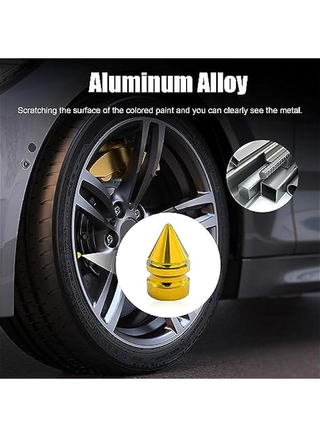 Generic 4 PCS Car Tire Valve Caps, Spiked Aluminum Alloy Tire Trim Accessories, Dustproof Tire Wheel Stem Covers, Universal Air Stem Cap for Auto, Trucks, SUVs, Bicycles and Motorcycles (Gold)  - Image 5
