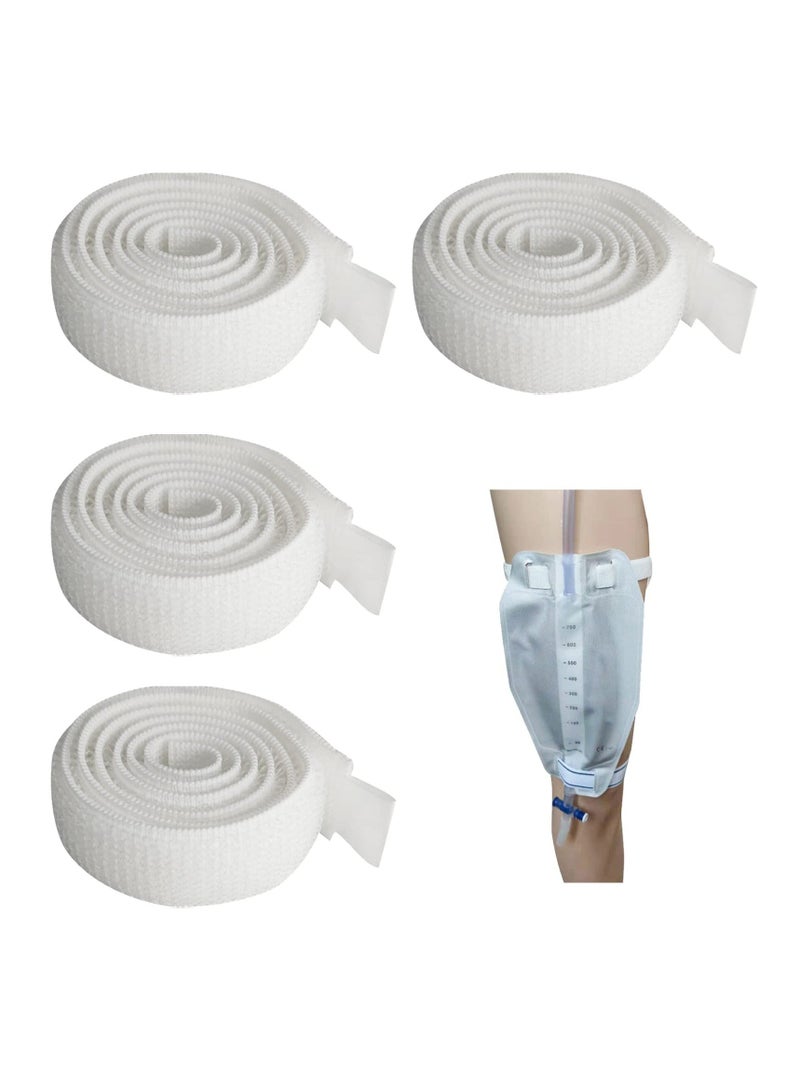 Generic Catheter Leg Bag Straps, Catheter Fixation Straps, Leg Urinary Bag Fixation Tapes, Urine Drainage Bag Strap, High-quality Nylon, Durable and Safe, for Incontinence Urine Bag (White) (4 Pcs) - Image 1
