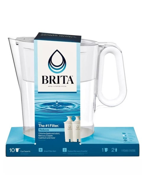 Large 10 up Water Filter Pitcher with Smart Light Filter Reminder and 2 Standard Filters BPA Free