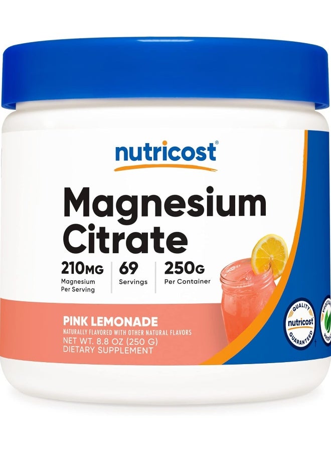 Nutricost Magnesium Citrate Powder Pink Lemonade, 250 Grams - Image 1