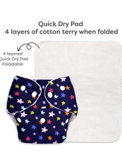 Superbottoms SuperBottoms BASIC EASY - Cloth Diapers+ Inserts - Freesize Adjustable and Reusable Cloth Diaper for babies 0-3 Years | With quick drying prefold style soaker-Assorted  - Image 2