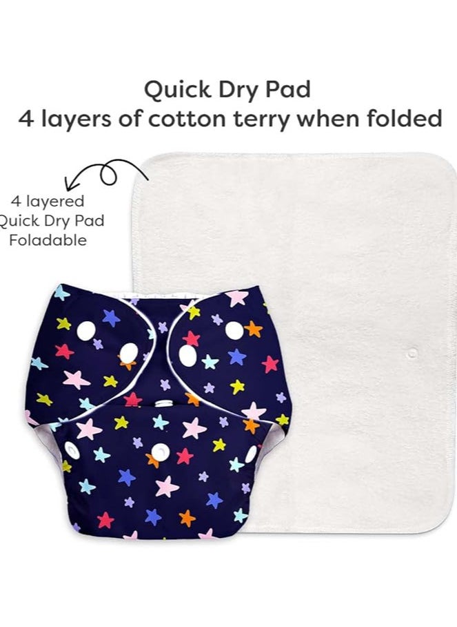 Superbottoms - SuperBottoms BASIC EASY - Cloth Diapers+ Inserts - Freesize Adjustable and Reusable Cloth Diaper for babies 0-3 Years | With quick drying prefold style soaker-Assorted - Image 1