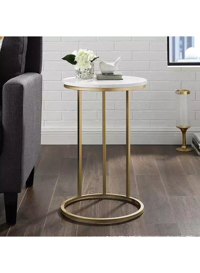 DubaiGallery NU-81090 Modern Gold Side Table, 1-Piece Round Accent End Table with Elegant Open Metal Design, 40 x 40 x 60 cm, Space-Saving Furniture for Living Room, Bedroom, Sofa, Lounge, Office and Home Decoration - Image 4