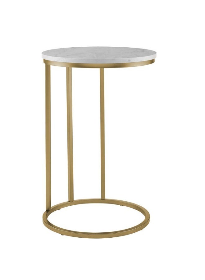 DubaiGallery NU-81090 Modern Gold Side Table, 1-Piece Round Accent End Table with Elegant Open Metal Design, 40 x 40 x 60 cm, Space-Saving Furniture for Living Room, Bedroom, Sofa, Lounge, Office and Home Decoration - Image 3