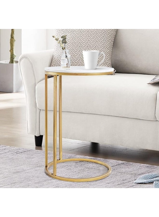 DubaiGallery NU-81090 Modern Gold Side Table, 1-Piece Round Accent End Table with Elegant Open Metal Design, 40 x 40 x 60 cm, Space-Saving Furniture for Living Room, Bedroom, Sofa, Lounge, Office and Home Decoration - Image 1