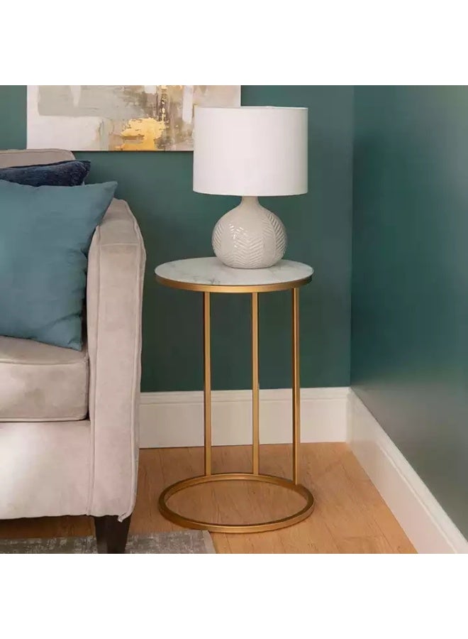 DubaiGallery NU-81090 Modern Gold Side Table, 1-Piece Round Accent End Table with Elegant Open Metal Design, 40 x 40 x 60 cm, Space-Saving Furniture for Living Room, Bedroom, Sofa, Lounge, Office and Home Decoration - Image 5