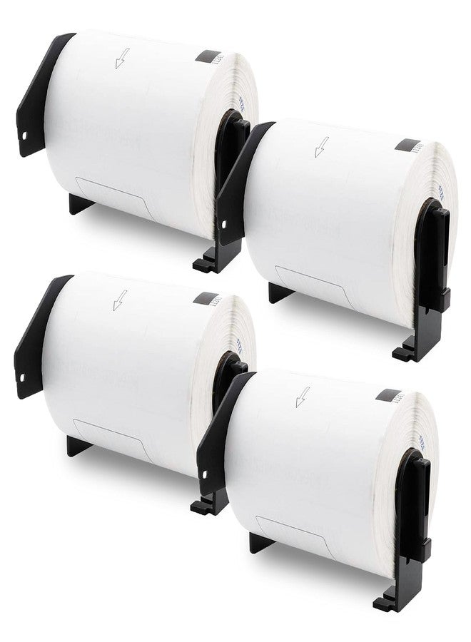 Aomya 4 Pack DK-1247 Compatible Die-Cut Wide Format Shipping Mailing Postage Address Labels Paper Roll 4.07" x 6.4" (103mm×164mm) White Labels with 4 Reusable Cartridges use for QL-1100 QL-1110NWB (4) - Image 1