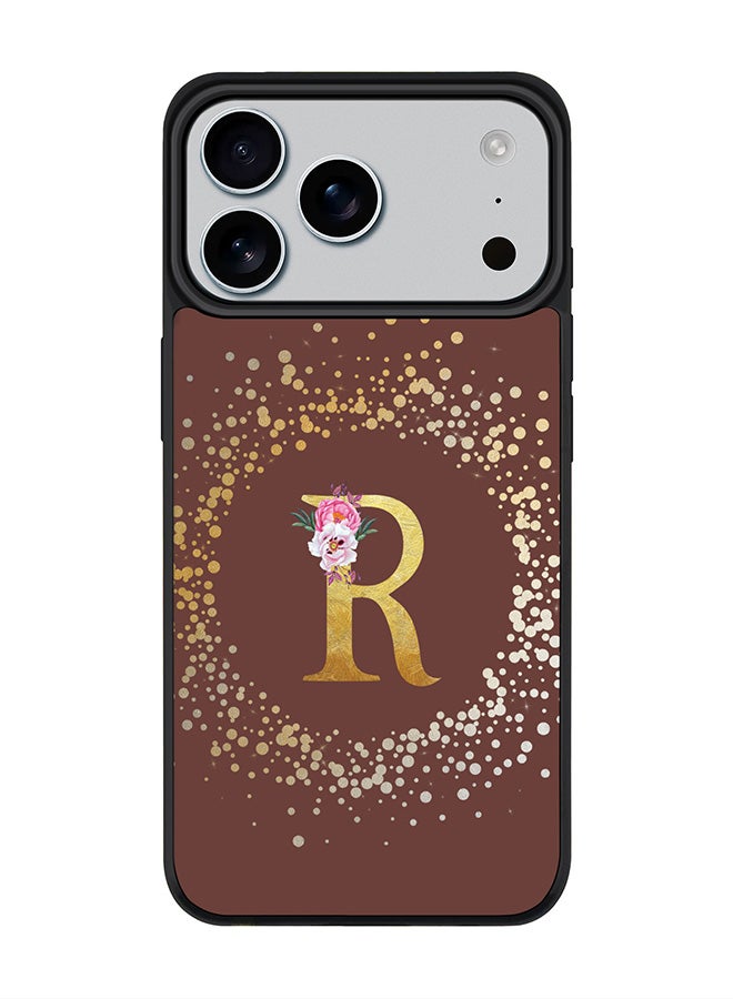 Stylizedd iPhone 17 Pro Max Case, [Compatible with MagSafe] Slim Magnetic cover Phone Case iPhone 17 Pro Max -Custom Monogram Floral - R  (Brown ) - Image 1