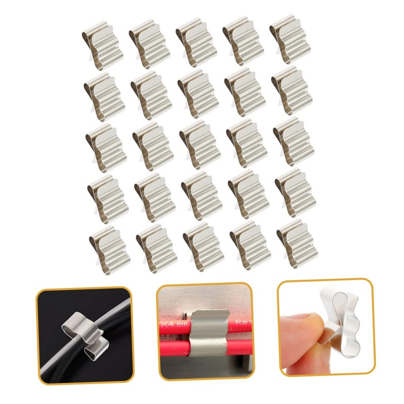 MAGICLULU 60pcs Stainless Steel Solar Panel Cable Clips Double Wire Clamp for Photovoltaic Installation Sturdy Electric Wire Fasteners Spring Design - Image 3