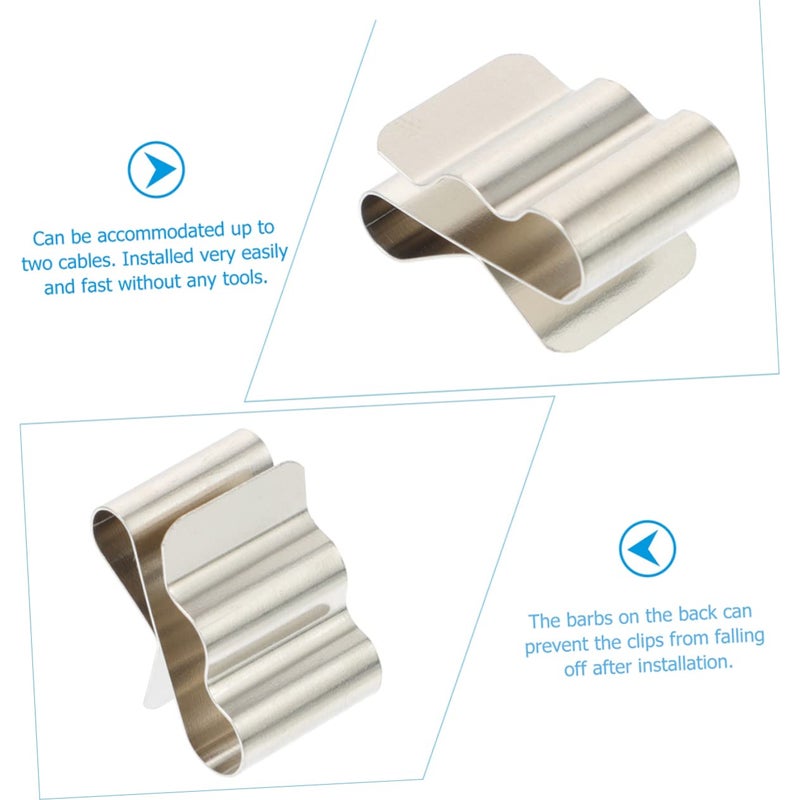MAGICLULU 60pcs Stainless Steel Solar Panel Cable Clips Double Wire Clamp for Photovoltaic Installation Sturdy Electric Wire Fasteners Spring Design - Image 5