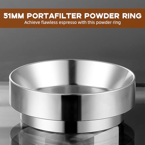 Supvox® 51mm Magnetic Portafilter Powder Ring 22mm Height Portafilter Powder Ring for Stainless Steel Portafilter Espresso Powder Ring Prevent Ground Coffee from Spilling - Image 3