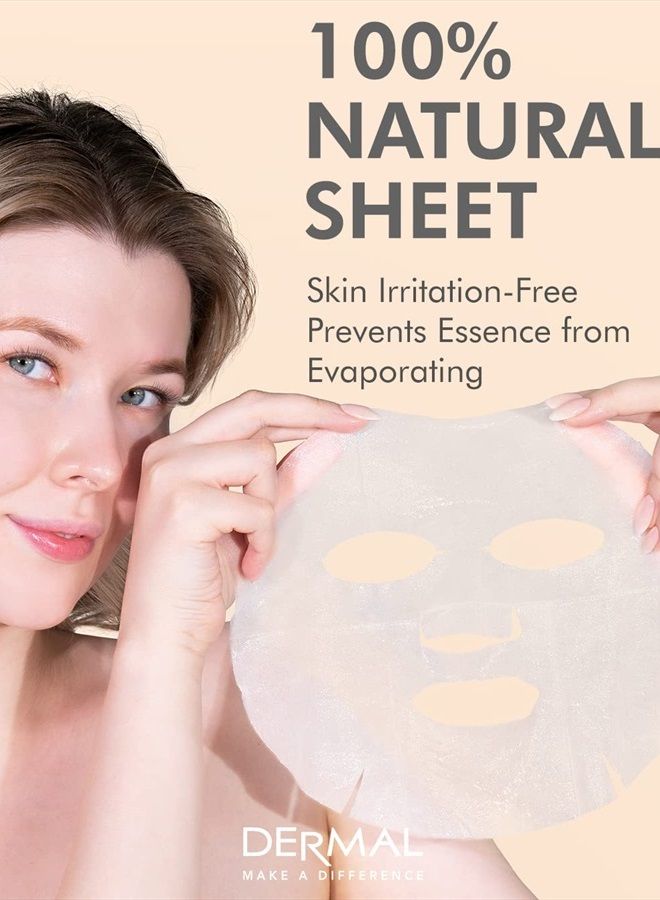 DERMAL 16 Combo Pack A Collagen Essence Korean Face Mask - Hydrating and Soothing Facial Mask with Panthenol - Hypoallergenic Self Care Sheet Mask for All Skin Types - Natural Home Spa Treatment Masks - Image 5