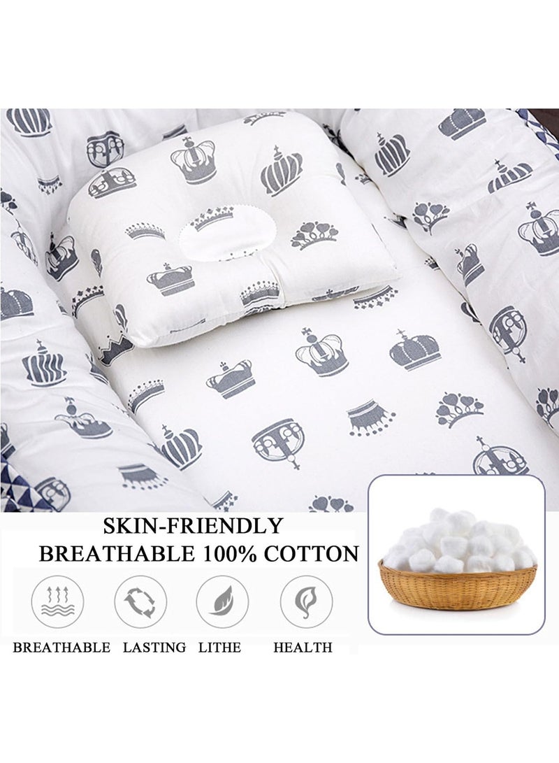 DUNISO Baby Sleeping Bag, Newborn Lounger, Foldable, Detachable, Washable, Cotton Portable Anti-Crush Baby Bed, Suitable For Bedroom/Travel/Camping. - Image 5