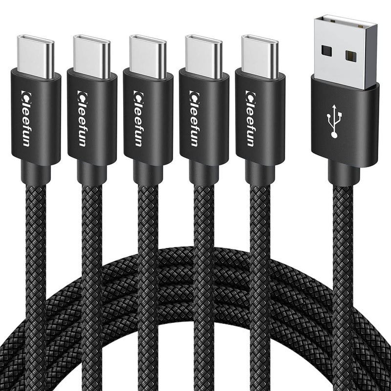 CLEEFUN USB C Cable 3ft, 5-Pack USB A to Type C Charger Cord Fast Charging for iPhone 17 16 15 Pro Max Air Plus, for Samsung Galaxy S25 S24 S23 S22 S21 S20 S10 A17 A16 A15 A56 A55 A26 A35 A36 A71 - Image 1