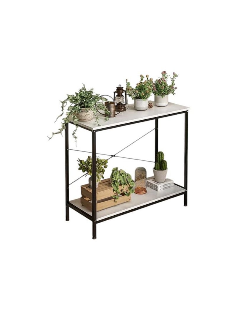 Generic Narrow console table, small two-tier entryway table, sofa table with two support bars, sofa table, slim side table, display table for living room.  - Image 2