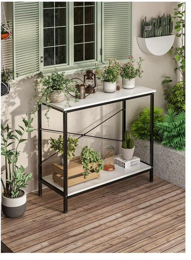 Generic Narrow console table, small two-tier entryway table, sofa table with two support bars, sofa table, slim side table, display table for living room.  - Image 5
