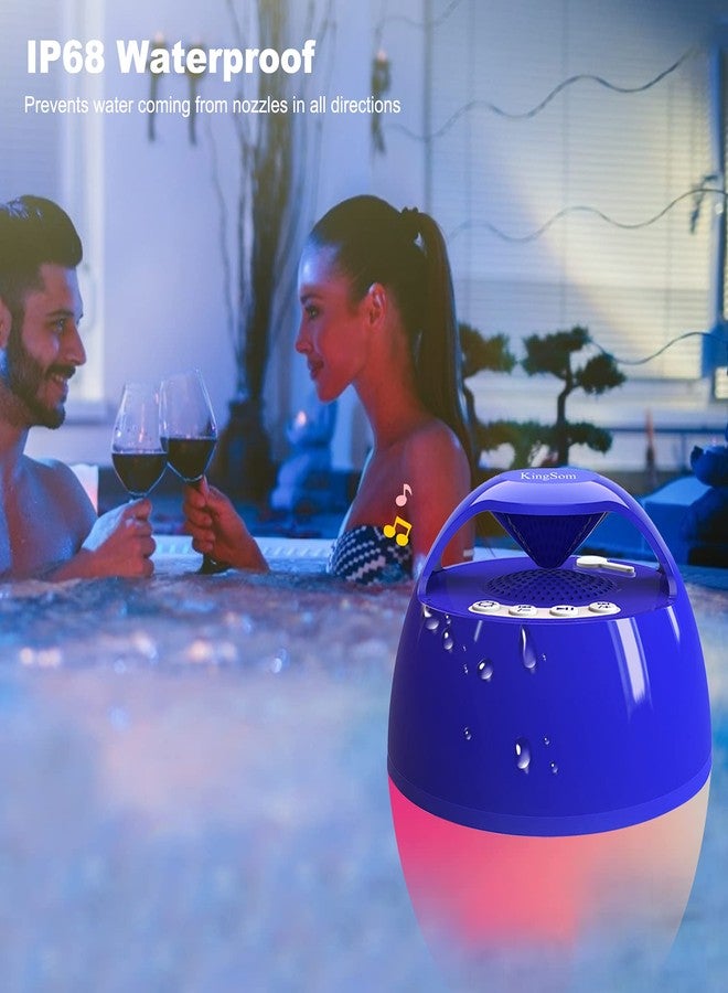 KingSom مكبرات صوت بلوتوث محمولة لحمام السباحة، مكبر صوت حوض الاستحمام مع أضواء ملونة، مكبر صوت عائم مقاوم للماء IP68، صوت ستيريو محيطي 360°، نطاق بلوتوث 85 قدم، مكبرات صوت لاسلكية بدون استخدام اليدين للاستحمام والسبا والمنزل - Image 5