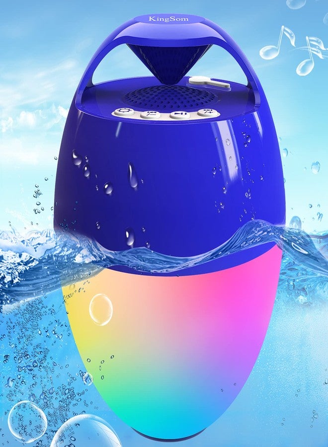 KingSom مكبرات صوت بلوتوث محمولة لحمام السباحة، مكبر صوت حوض الاستحمام مع أضواء ملونة، مكبر صوت عائم مقاوم للماء IP68، صوت ستيريو محيطي 360°، نطاق بلوتوث 85 قدم، مكبرات صوت لاسلكية بدون استخدام اليدين للاستحمام والسبا والمنزل - Image 1