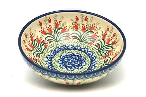 Polish Pottery Gallery Polish Pottery Bowl - Pasta - Crimson Bells - Image 1