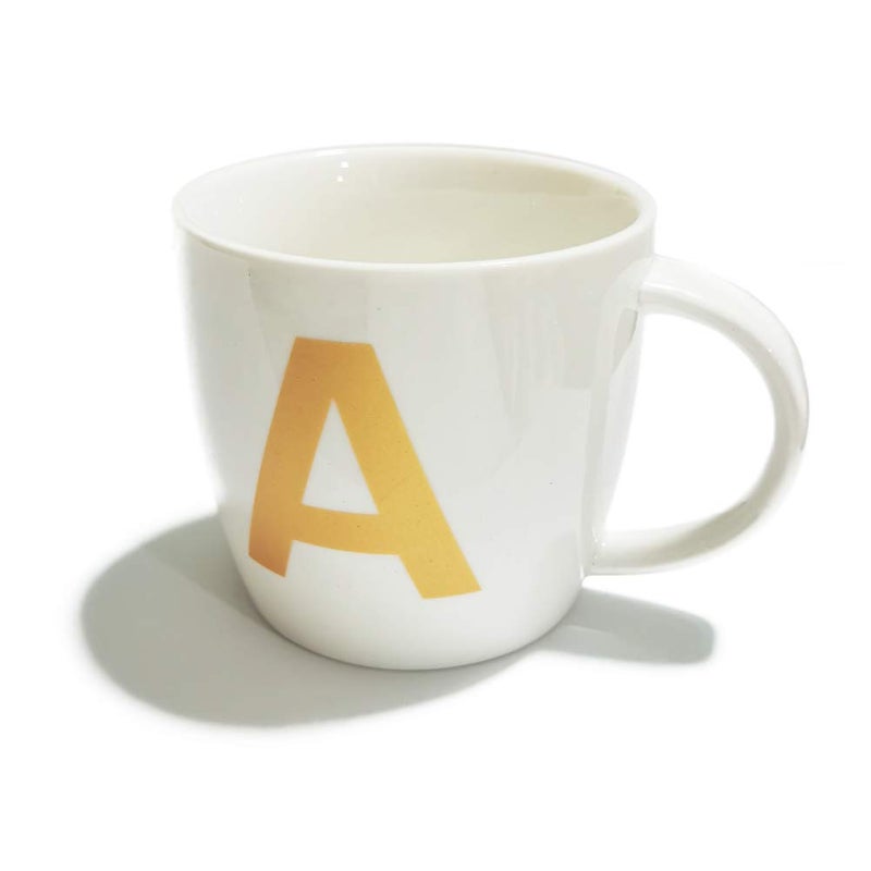 ZaH 16oz Coffee Mug Alphabet Ceramic Mug ABC Letter Cup for Women Men Boys Girls  Home Decoration Initial AZ Mug A