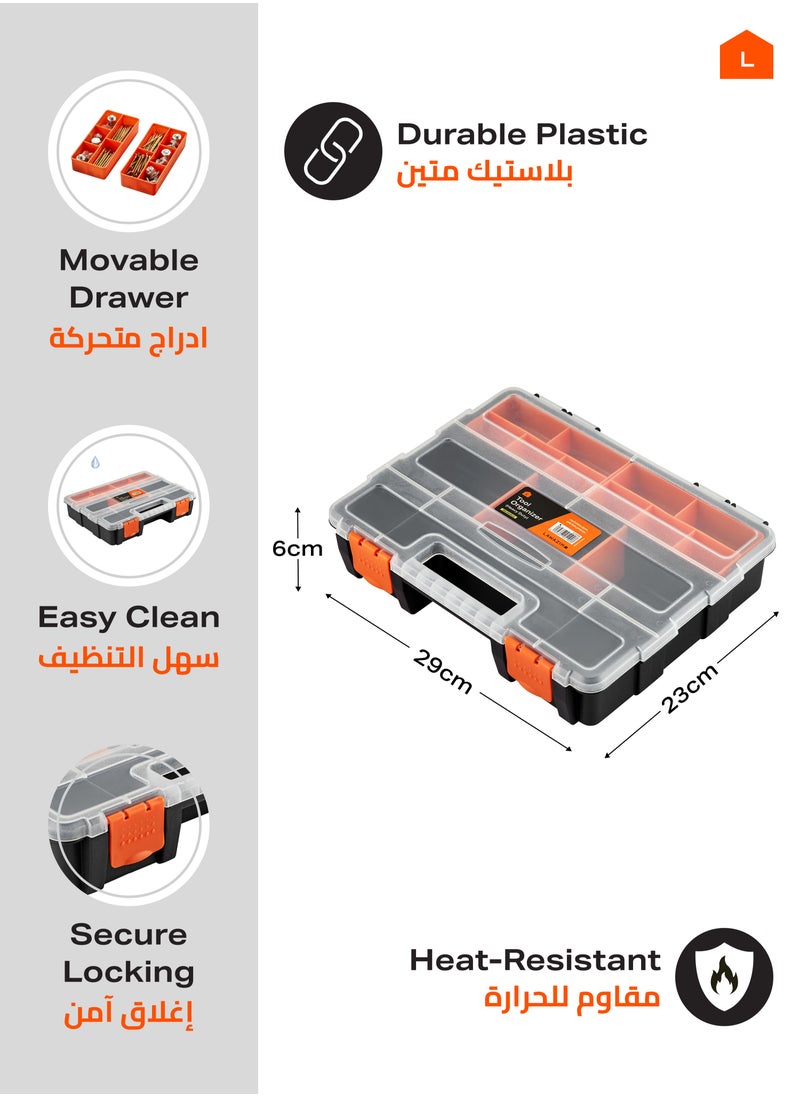 LAWAZIM - Heavy Duty Tool Organizer (29x23x6cm)| Plastic Small Parts Tool Box Hardware Organizer with Removable Plastic Dividers for Bead/Screws/Nuts/Nails/Bolts/Bins/Crafts - Image 1