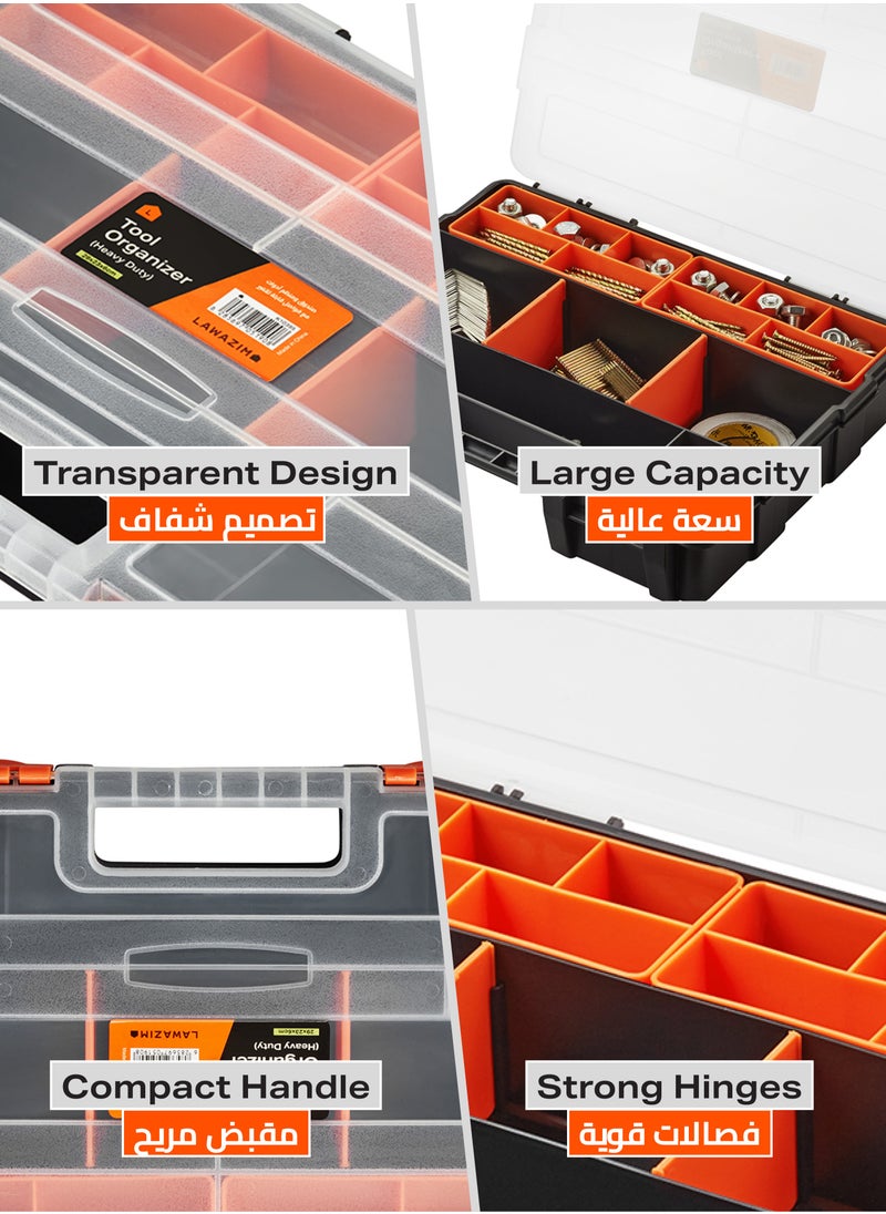 LAWAZIM - Heavy Duty Tool Organizer (29x23x6cm)| Plastic Small Parts Tool Box Hardware Organizer with Removable Plastic Dividers for Bead/Screws/Nuts/Nails/Bolts/Bins/Crafts - Image 1