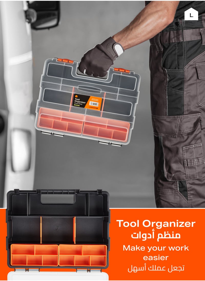 LAWAZIM - Heavy Duty Tool Organizer (29x23x6cm)| Plastic Small Parts Tool Box Hardware Organizer with Removable Plastic Dividers for Bead/Screws/Nuts/Nails/Bolts/Bins/Crafts - Image 1