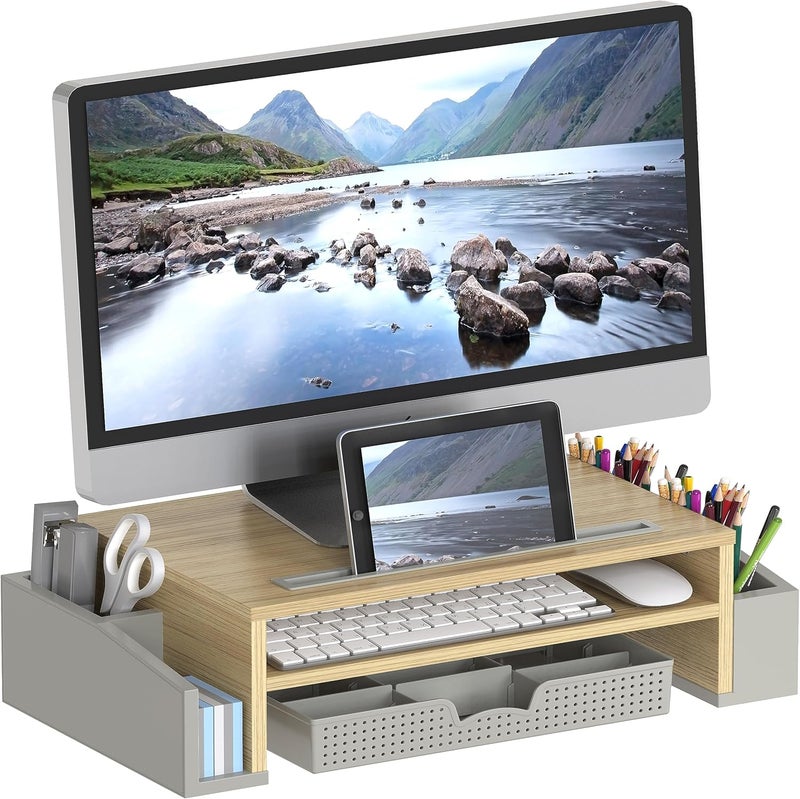 Simple Houseware Desk Monitor Stand Riser with Adjustable Organizer tray - Image 1