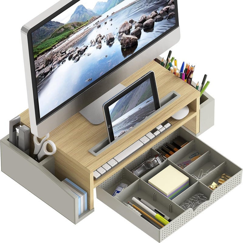 Simple Houseware Desk Monitor Stand Riser with Adjustable Organizer tray - Image 2