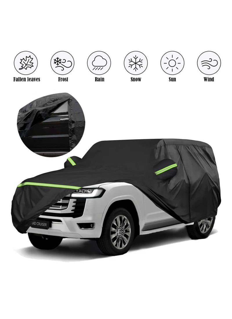 Zipporah - All Weather Protection Car Cover for Toyota Land Cruiser (2008-2025), Waterproof Coating with Reflectors, Soft Interior Lint Layer and Zipper (Black) - Image 1