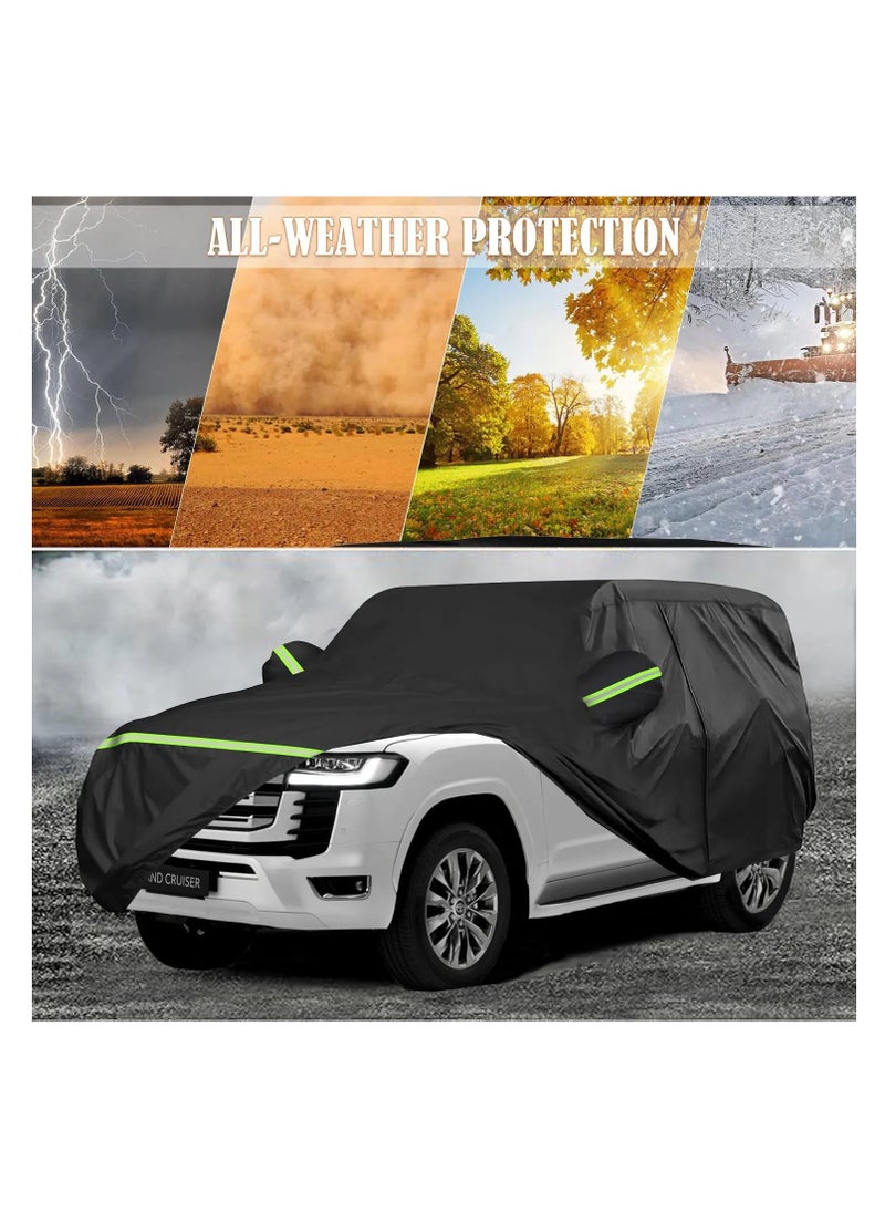 Zipporah - All Weather Protection Car Cover for Toyota Land Cruiser (2008-2025), Waterproof Coating with Reflectors, Soft Interior Lint Layer and Zipper (Black) - Image 1