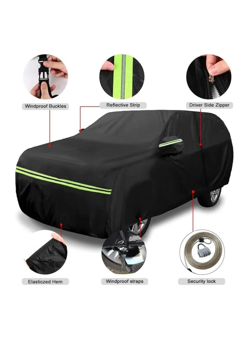 Zipporah - All Weather Protection Car Cover for Toyota Land Cruiser (2008-2025), Waterproof Coating with Reflectors, Soft Interior Lint Layer and Zipper (Black) - Image 1