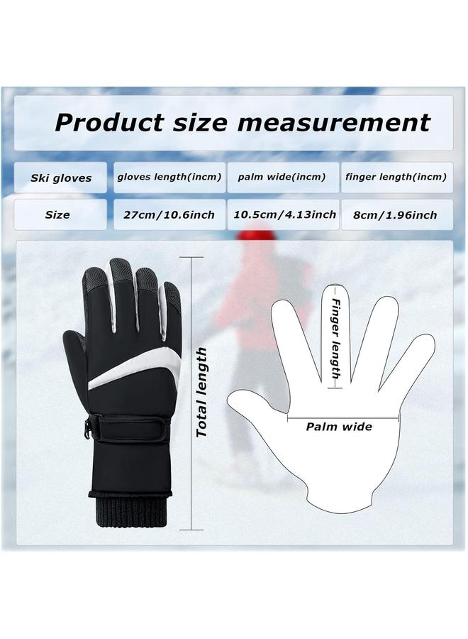KOWVOWZ Waterproof Ski Gloves, Ski Gloves Women, Women Winter Touchscreen Thermal Gloves with Fleece, Windproof Snowboard Gloves for Skiing Running and Cycling - Image 2