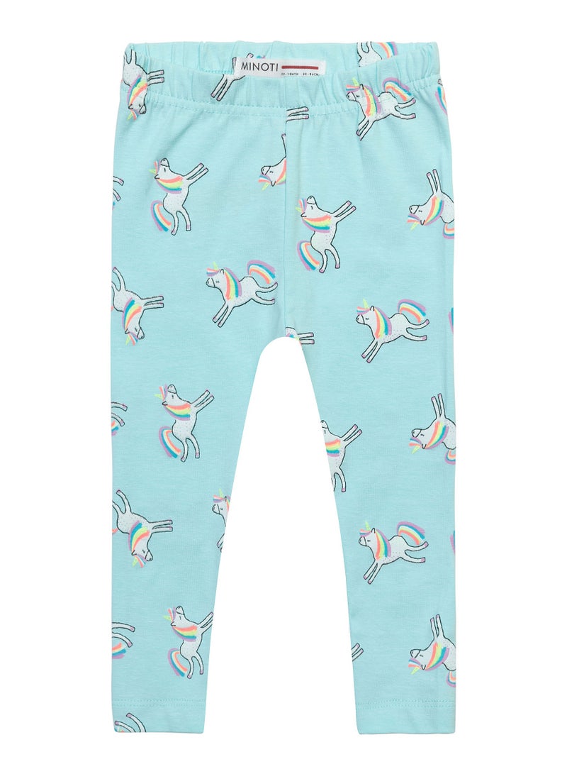 MINOTI Kids Girls' Leggings with Print From Soft Cotton and Elastic Waistband - Image 1