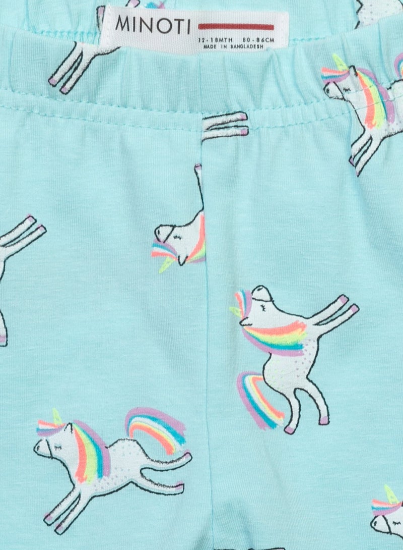 MINOTI Kids Girls' Leggings with Print From Soft Cotton and Elastic Waistband - Image 3