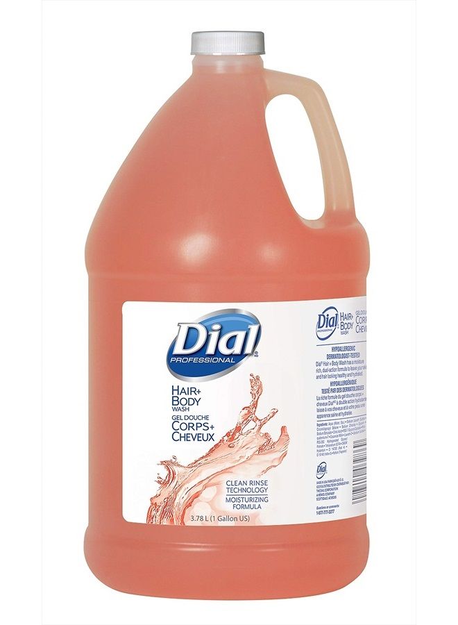 Dial Professional Hair + Body Wash, 1 Gallon Refill Bottle (Pack of 4)