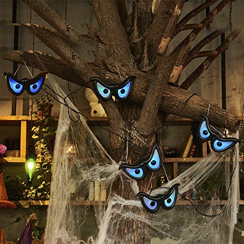 YOFIT 6.5ft Outdoor Halloween Decorations 5 Pairs Waterproof Glowing Eyes LED String Lights with Timer for Bushes, Trees, Windows, Yards & Garage Doors - Image 4